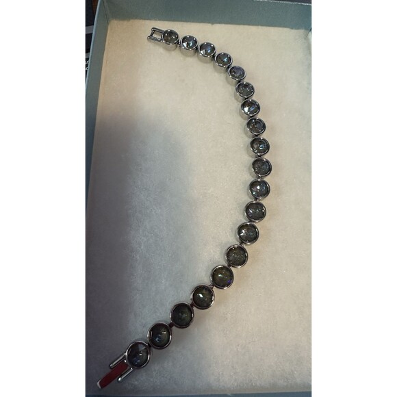 Touchstone Crystal by Swarovski Ochre Delite Ice Bracelet Rhodium 7-1/4" 1638B - Picture 1 of 2